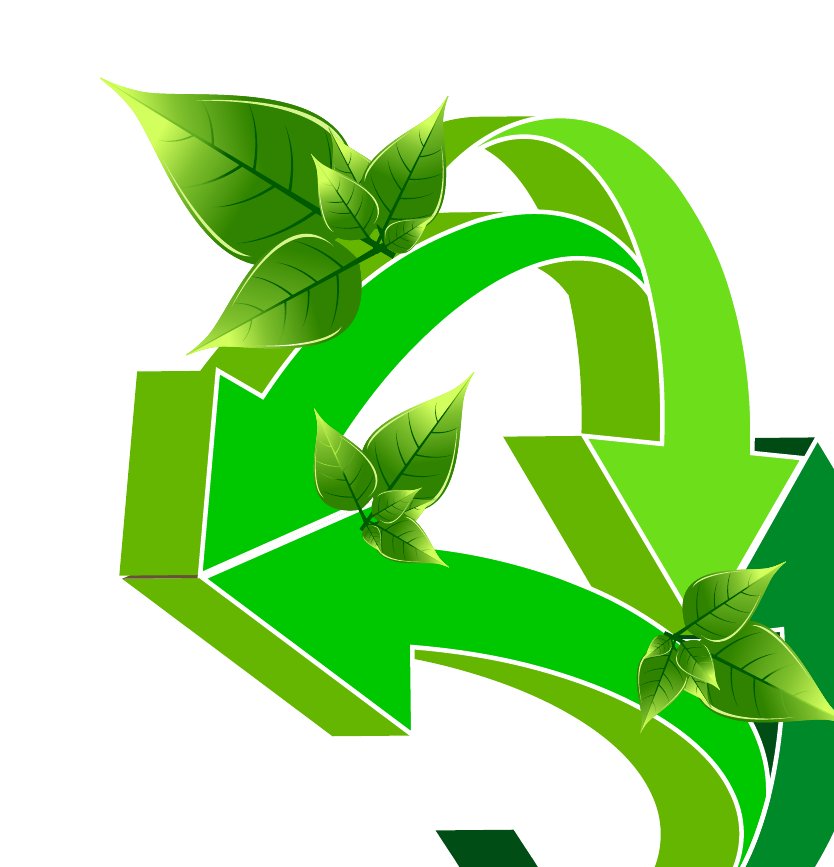 Símbolo de reciclaje formado por flechas verdes y hojas